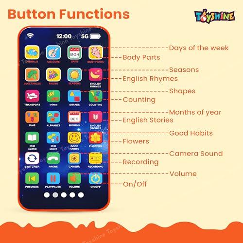 Toyshine Space Theme Educational Musical Phone Toy Learning Talking Rechargeable Baby Mobile with 28 Modes Educational Toy Gift for Kids Boys Girls Age 3+ - Image 4