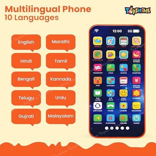 Toyshine Space Theme Educational Musical Phone Toy Learning Talking Rechargeable Baby Mobile with 28 Modes Educational Toy Gift for Kids Boys Girls Age 3+ - Image 2