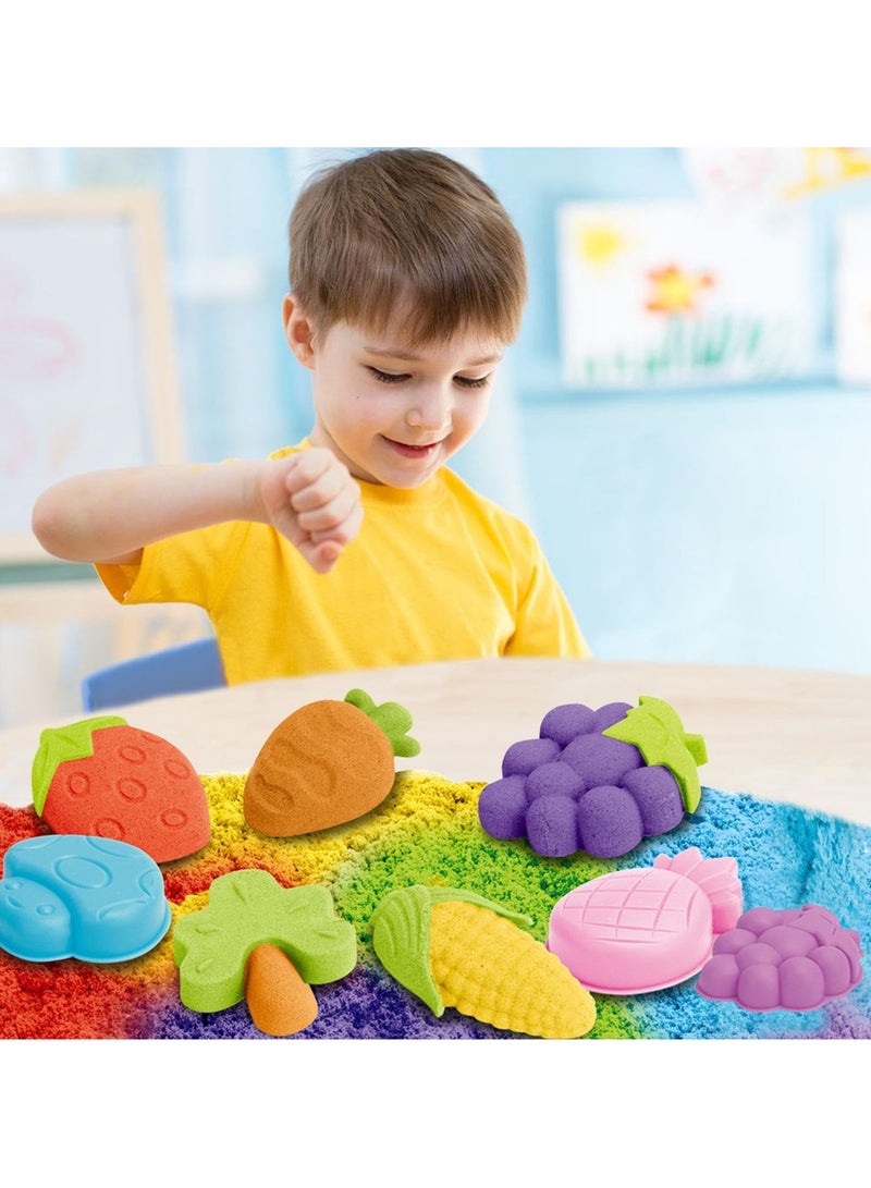 DIY Dynamic Sand Magic Clay Educational Toy, Colorful Sensory Moldable Sand Play Set with Tools, Creative Sandbox STEM Kit for Indoor Outdoor Learning Fun, Fruit Theme  - Image 1