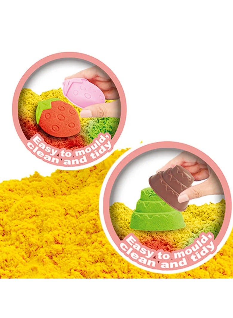DIY Dynamic Sand Magic Clay Educational Toy, Colorful Sensory Moldable Sand Play Set with Tools, Creative Sandbox STEM Kit for Indoor Outdoor Learning Fun, Fruit Theme  - Image 2