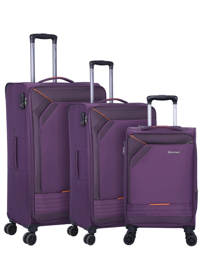 إيمينينت Expandable Trolley Luggage Set of 3 Bag Soft Suitcase for Unisex Travel Polyester Shell Lightweight with TSA lock Double Spinner Wheels E777SZ Purple