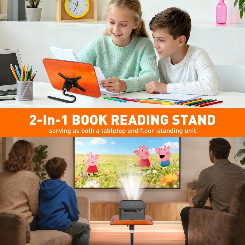 TNNOP 2-in-1 Floor Standing Book Stand, Foldable Book Holder for Reading with Page Clips, 19"â€“51" Height Adjustable, Sturdy Podium Stand for Reading, Bible, Laptop, Cookbooks, or Projectorï¼ŒBlack - Image 2