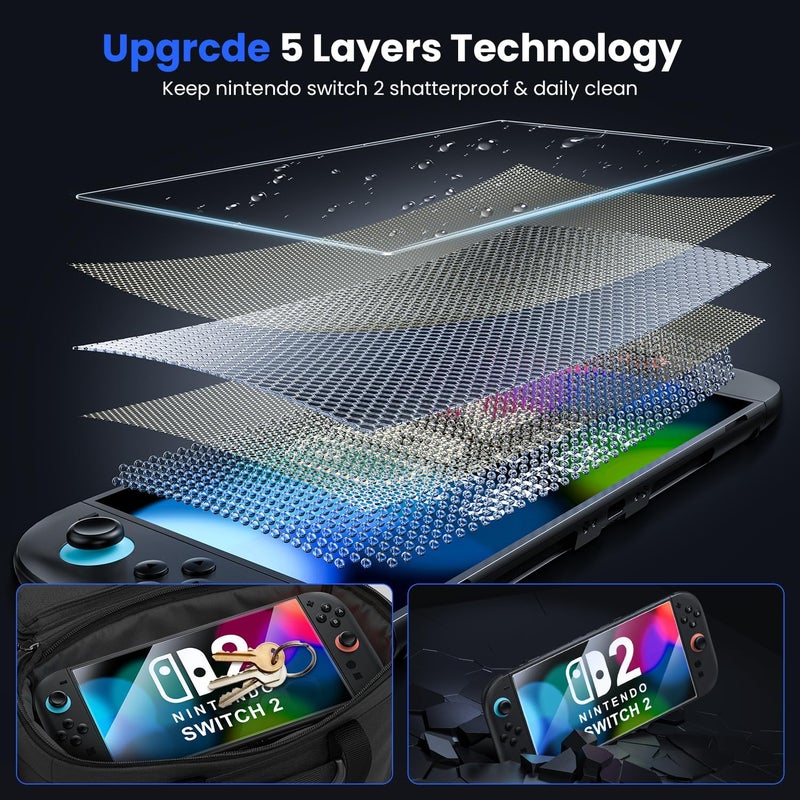 wsken Tempered Glass Screen Protector for Nintendo Switch 2 2025 - [Auto Dust Elimination] HD 9H Hardness Screen Protector Full Cover Screen Protector Film, Bubble-Free, Anti Fingerprint - Image 5