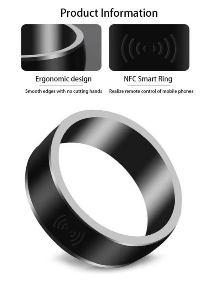AROAQ NFC Smart Ring Electronic Bluetooth Ring Solar Ring Multifunctional IC/ID Rewritable Analog Access Card Tag Key Ip68 Waterproof (Size 11)  - Image 2