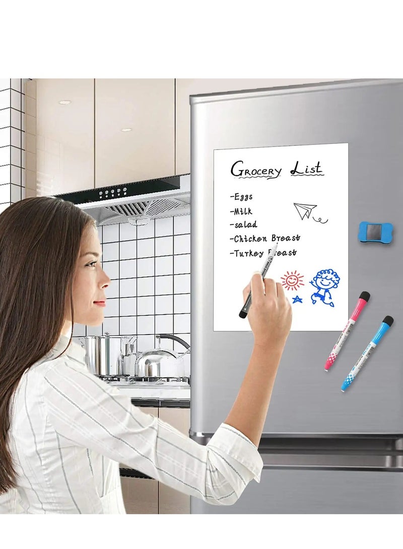 Magnetic Dry Erase Whiteboard - Self Adhesive for Smooth Surfaces with Stain Resistant Technology - Ideal for Kitchen, Office, Grocery Lists (12 X 8) - Pack of 5 - Image 2
