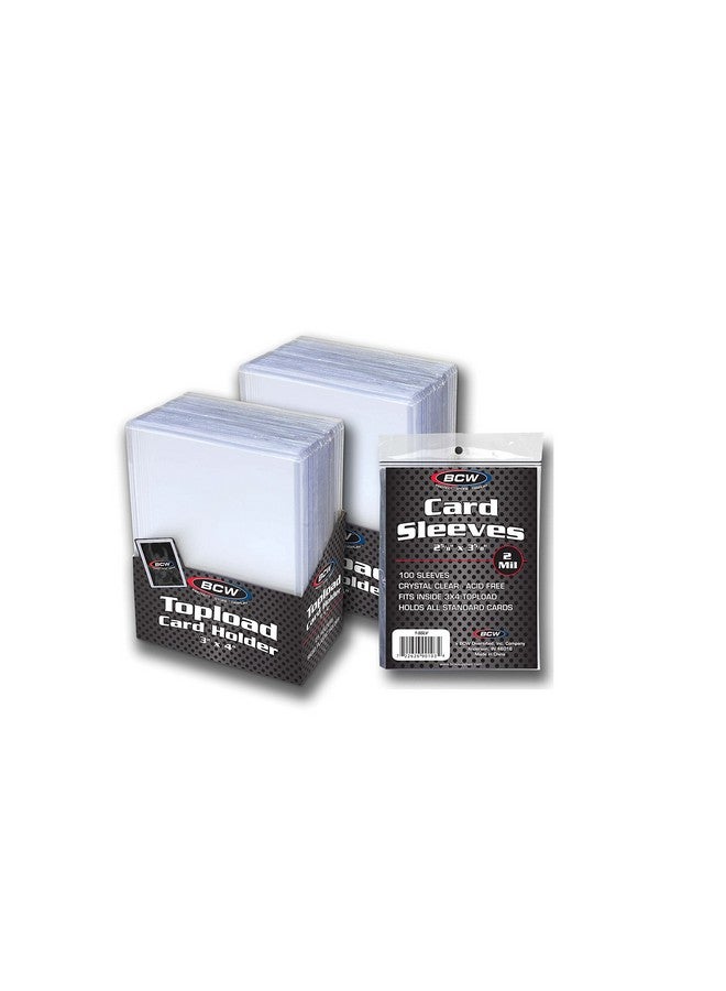 BCW 50-Count Topload Card Holders & 100-Count Trading Card Sleeves | Protects Baseball, Football, Pokémon, Magic The Gathering, and More | Archival Quality, Acid-Free PVC & Polypropylene