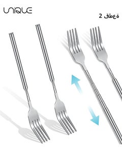 Unique 2Pcs Adjustable Telescopic Fork,Stainless Steel Dinner Fork,BBQ Extendable Dinner Fruit Dessert Long Handle Fork,for Eating, Barbecue, Dinner, Dessert, Sausage, Vegetable(8.46-21.65 Inch)  - Image 1