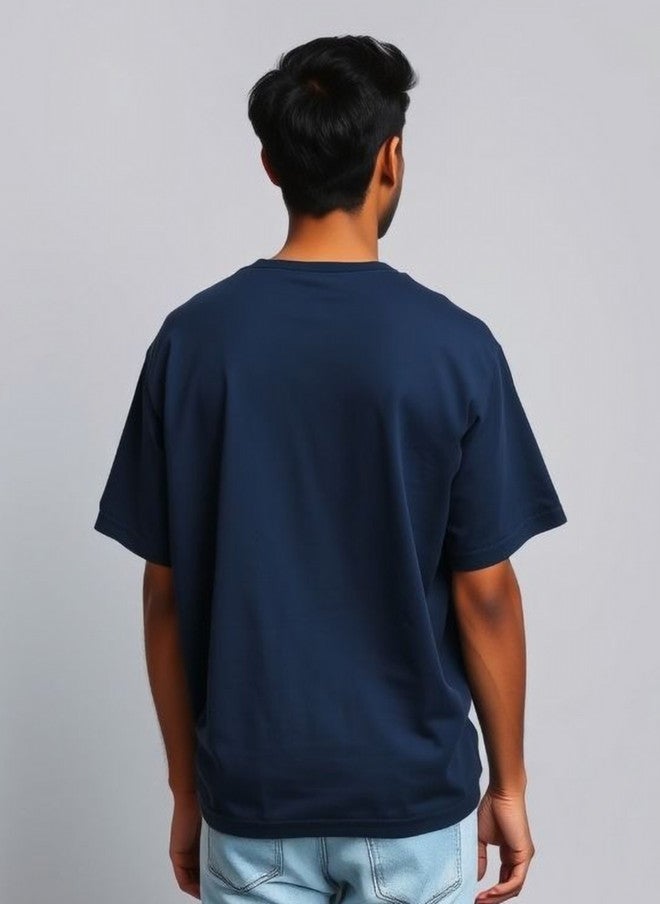 OUTLAWS Men Extended Sleeves Raw Edge T-shirt in Blue - Image 5