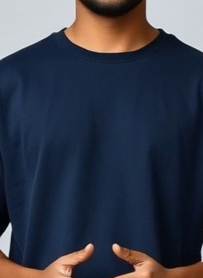 OUTLAWS Men Extended Sleeves Raw Edge T-shirt in Blue - Image 2