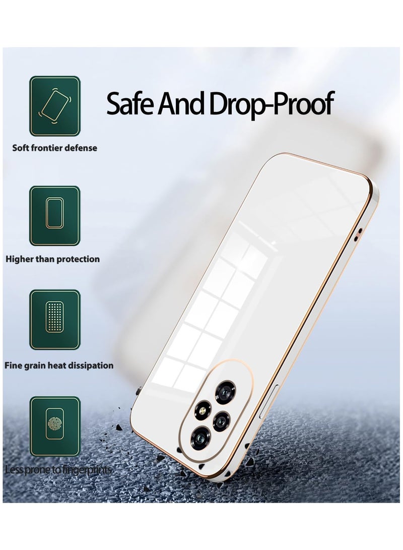 Compatible with Honor 200 Pro  cover, smooth veneer gold plated chrome, white Thin and smooth shock-proof full protection Honor 200 Pro case -white