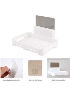 SHOPITECH SHOPITECH Plastic 2 Pc with 2 Soap Cases Round Corner Kitchen Bathroom Shelf SelfAdhesive Sticker Hooks Multipurpose Wall Holder Bathroom Storage Rack Strong Shower Rack Shelf White  - Image 5
