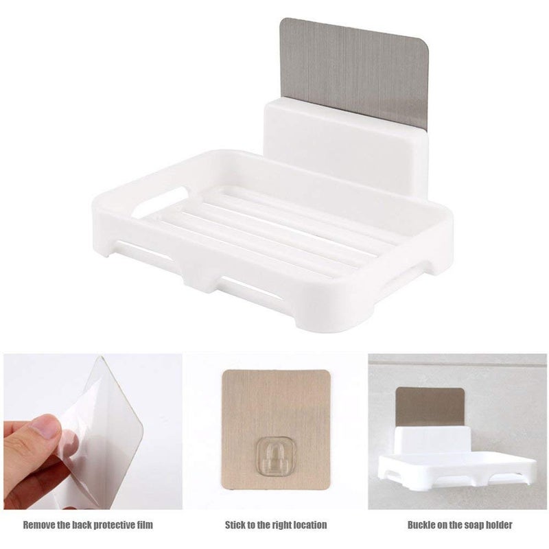 SHOPITECH SHOPITECH Plastic 2 Pc with 2 Soap Cases Round Corner Kitchen Bathroom Shelf SelfAdhesive Sticker Hooks Multipurpose Wall Holder Bathroom Storage Rack Strong Shower Rack Shelf White  - Image 5