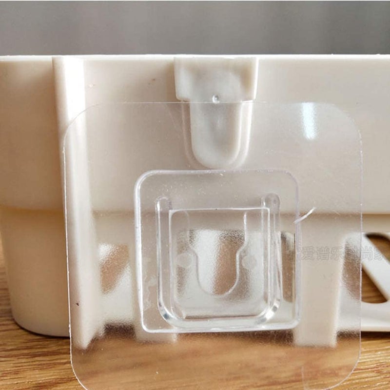 SHOPITECH SHOPITECH Plastic 2 Pc with 2 Soap Cases Round Corner Kitchen Bathroom Shelf SelfAdhesive Sticker Hooks Multipurpose Wall Holder Bathroom Storage Rack Strong Shower Rack Shelf White  - Image 3