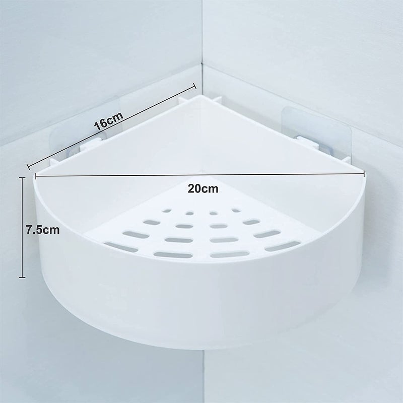 SHOPITECH SHOPITECH Plastic 2 Pc with 2 Soap Cases Round Corner Kitchen Bathroom Shelf SelfAdhesive Sticker Hooks Multipurpose Wall Holder Bathroom Storage Rack Strong Shower Rack Shelf White  - Image 2