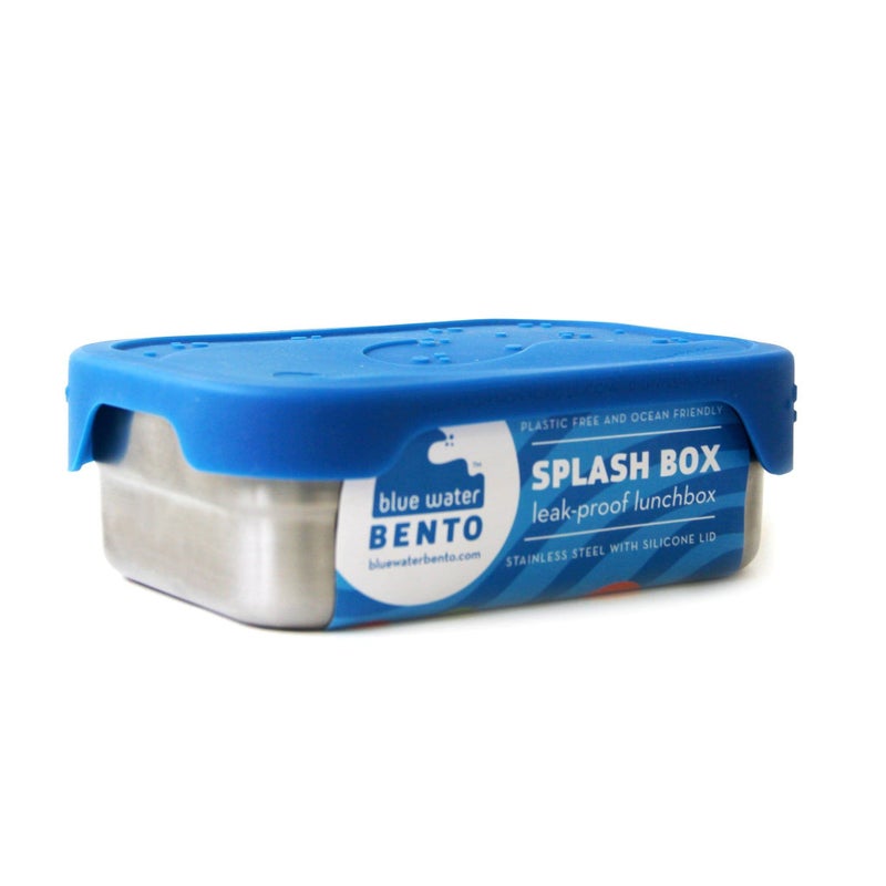 صندوق الغداء ECOlunchbox Splash Box المقاوم للتسرب من الفولاذ المقاوم للصدأ مع غطاء سيليكون يحمل 3 أكواب ما يعادل 24 أونصة 709 مل يقيس 65 × 475 × 2 بوصة 165 × 12 × 5 سم 100 خالي من البلاستيك