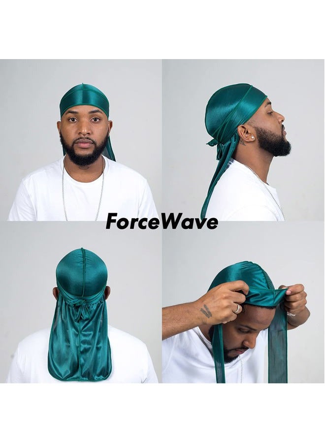 ForceWave 10 Pieces Silky Durags Long Tail for Women Men Satin Durag 360 wave，Dorag, 10 Colors - Image 3