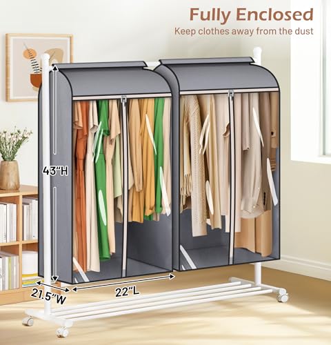 MISSLO 43" Hanging Garment Bags for Hanging Clothes Fully Enclosed Coat Bags for Closet Storage Clothes Cover with Large Clear Window and 3 Zippers (Rack not included), 2 Packs - Image 2