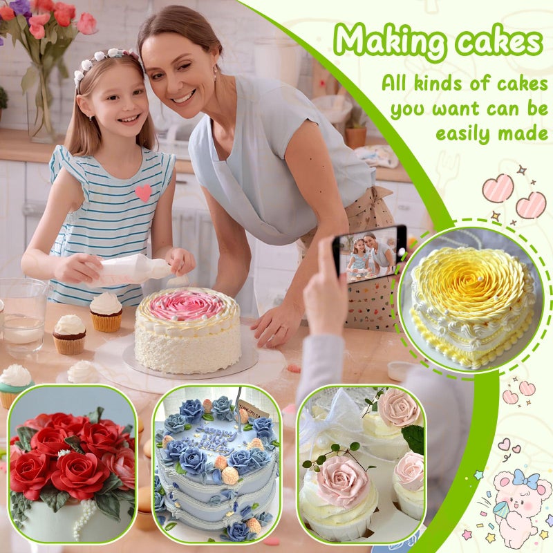Suuker Fondant Rose Piping Tips Set, Stainless Steel Cake Decorating Pastry Tools, Cake Decorating Supplies Baking Set Tools (7 Pieces) - Image 2