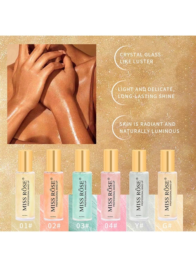 Miss Rose Body Shimmer Mist, Moisturizing Bronze Body Shimmer Luminizer Glow Illuminator Quick-Drying and Non-Sticky Liquid Highlighter Spray for Face Hair Glitter, 60ML -# 04 Pink - Image 4