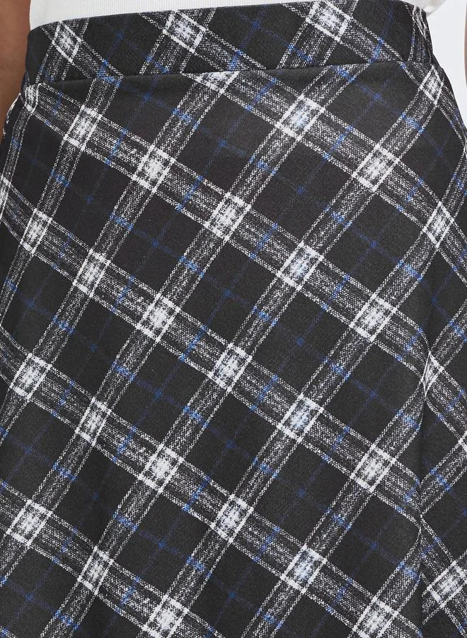 Styli  Styli Checked Print A-Line Midi Skirt for Women | Best Price UAE