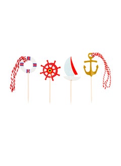 Restaurantware Restaurantware-Inch Nautical Cake Toppers, 24 Piece Assorted Nautical Cupcake Toppers - For Kids' Parties Or Baby Showers, Ocean Sailing Theme Decorations, Paper Nautical Birthday Cake Toppers  - Image 1