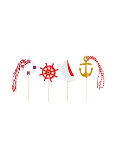 Restaurantware Restaurantware-Inch Nautical Cake Toppers, 24 Piece Assorted Nautical Cupcake Toppers - For Kids' Parties Or Baby Showers, Ocean Sailing Theme Decorations, Paper Nautical Birthday Cake Toppers  - Image 2