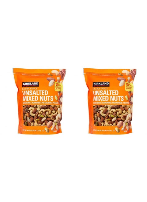 Kirkland Signature QNKDQK Extra Fancy Unsalted Mixed Nuts 2.5 (LB), 2 Pack of 40 Ounce, 99451458768