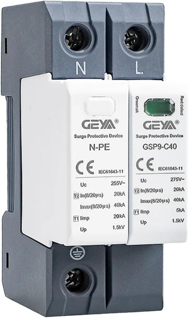 GEYA Surge Protector 20KA-40KA SPD Home Surge Protector DIN Rail (1P+N, AC275V) - Image 1