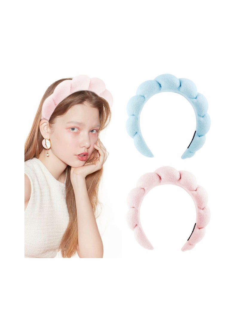 Excefore عصابة رأس سبا للنساء، قطعتان من قماش الإسفنج ومنشفة تيري - Image 1