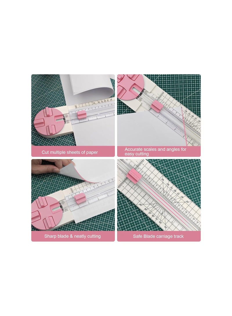 Paper Trimmer, 4 Styles Craft Paper Cutter Multi-Function Scrapbooking Tool, for Cutting Paper Photos Scrapbook Postcard, for School, Office (Straight, Wave, Perforated and Creasing Lines) (Pink) - Image 5