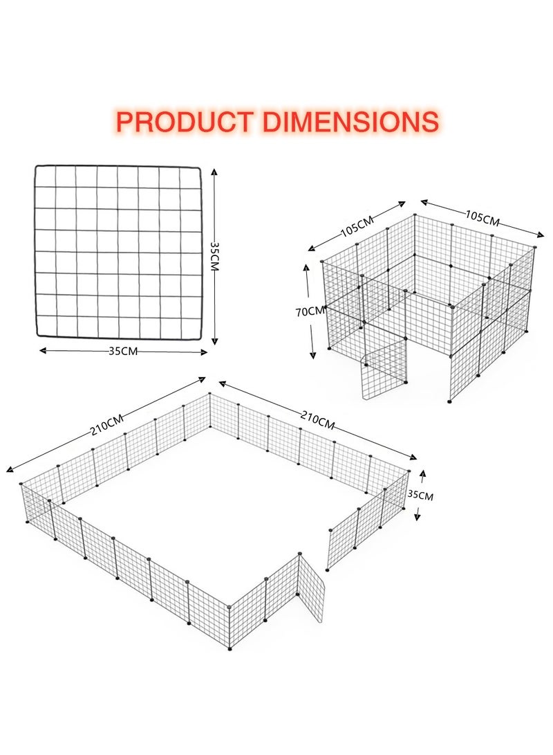 Beauenty 24 Panels DIY Pet Playpen,Portable Pet Playpen Metal for Small Animals,Animal Cage,Pet Playpen Panels,Guinea Pigs, Rabbits,Dog Cage,Cat Cage, Dog Fence(Black 35CM*35CM) - Image 2