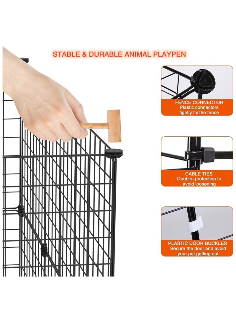 Beauenty 24 Panels DIY Pet Playpen,Portable Pet Playpen Metal for Small Animals,Animal Cage,Pet Playpen Panels,Guinea Pigs, Rabbits,Dog Cage,Cat Cage, Dog Fence(Black 35CM*35CM) - Image 4