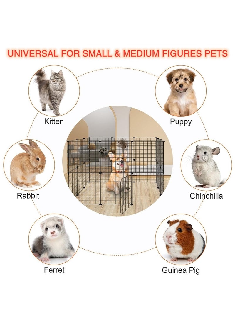Beauenty 24 Panels DIY Pet Playpen,Portable Pet Playpen Metal for Small Animals,Animal Cage,Pet Playpen Panels,Guinea Pigs, Rabbits,Dog Cage,Cat Cage, Dog Fence(Black 35CM*35CM) - Image 5