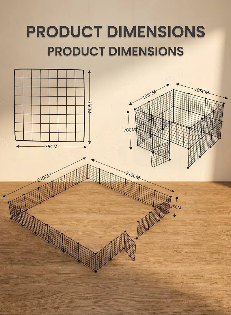Beauenty 24 Panels DIY Pet Playpen,Portable Pet Playpen Metal for Small Animals,Animal Cage,Pet Playpen Panels,Guinea Pigs, Rabbits,Dog Cage,Cat Cage, Dog Fence(Black 35CM*35CM) - Image 2