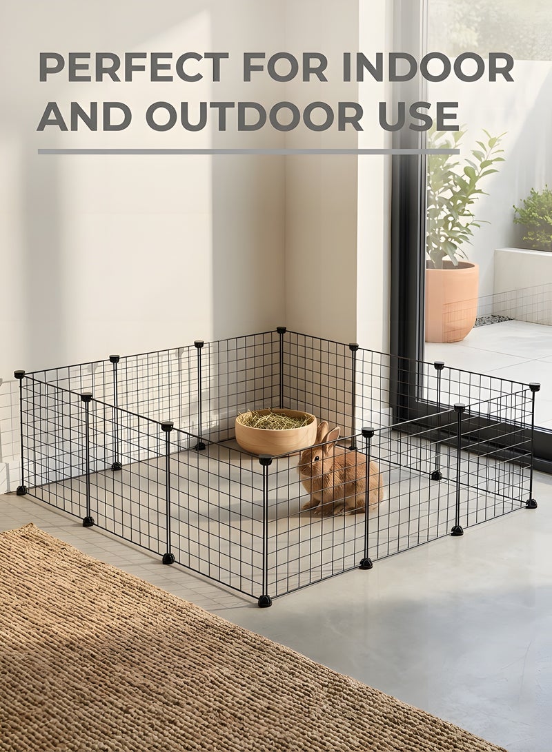 Beauenty 24 Panels DIY Pet Playpen,Portable Pet Playpen Metal for Small Animals,Animal Cage,Pet Playpen Panels,Guinea Pigs, Rabbits,Dog Cage,Cat Cage, Dog Fence(Black 35CM*35CM) - Image 5