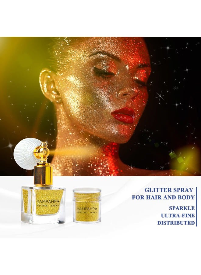 Yampahpa Silver Body Glitter Spray, Gold Glitter Spray for Hair and Body Glitter Makeup, Extra Fine Hair Glitter for Rave Nail Christmas Craft Clothes - Image 3