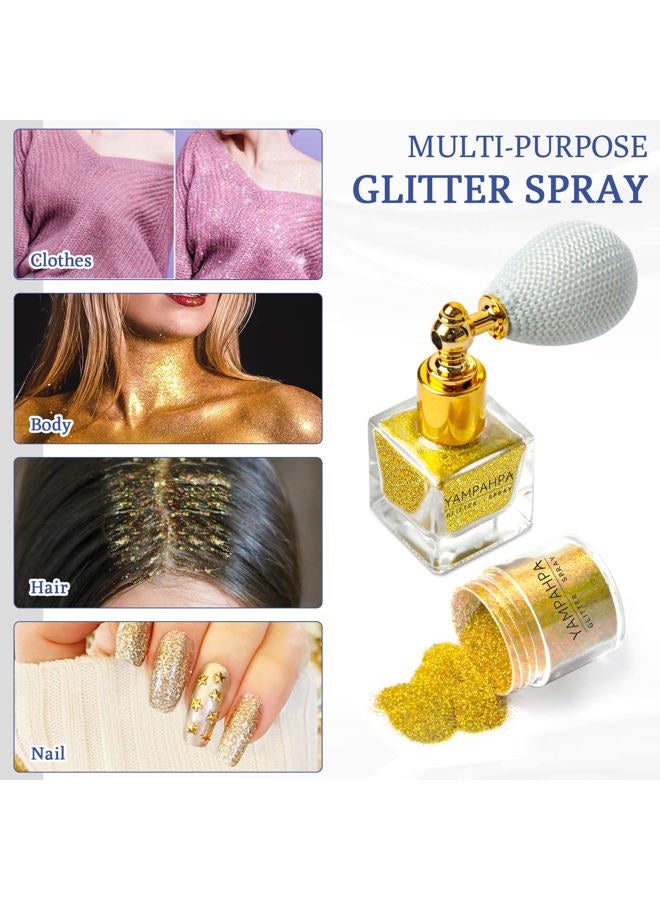 Yampahpa Silver Body Glitter Spray, Gold Glitter Spray for Hair and Body Glitter Makeup, Extra Fine Hair Glitter for Rave Nail Christmas Craft Clothes - Image 5