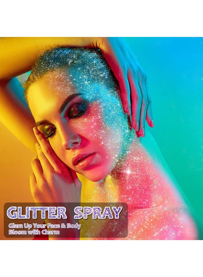 Yampahpa Silver Body Glitter Spray, Gold Glitter Spray for Hair and Body Glitter Makeup, Extra Fine Hair Glitter for Rave Nail Christmas Craft Clothes - Image 2