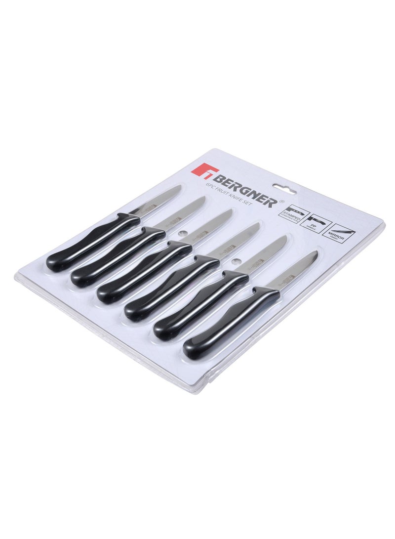 BERGNER طقم سكاكين فواكه من الفولاذ المقاوم للصدأ 6 قطع أسود/فضي - Image 4