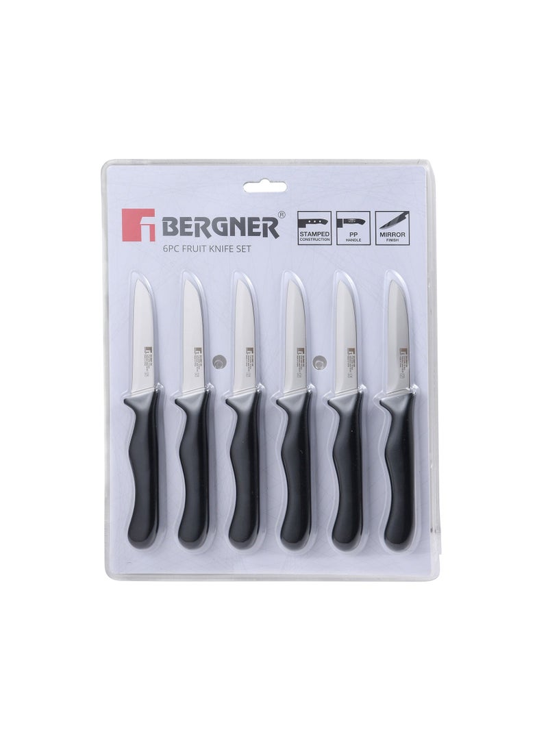 BERGNER طقم سكاكين فواكه من الفولاذ المقاوم للصدأ 6 قطع أسود/فضي - Image 3