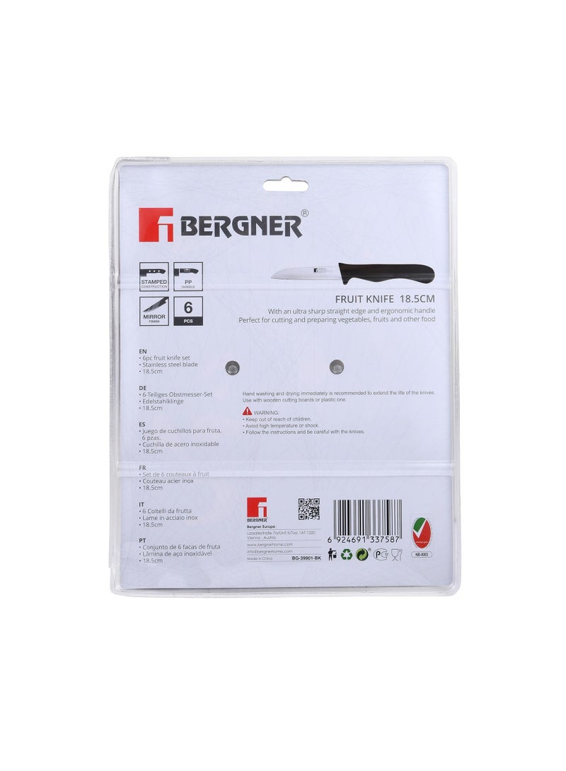 BERGNER طقم سكاكين فواكه من الفولاذ المقاوم للصدأ 6 قطع أسود/فضي - Image 5
