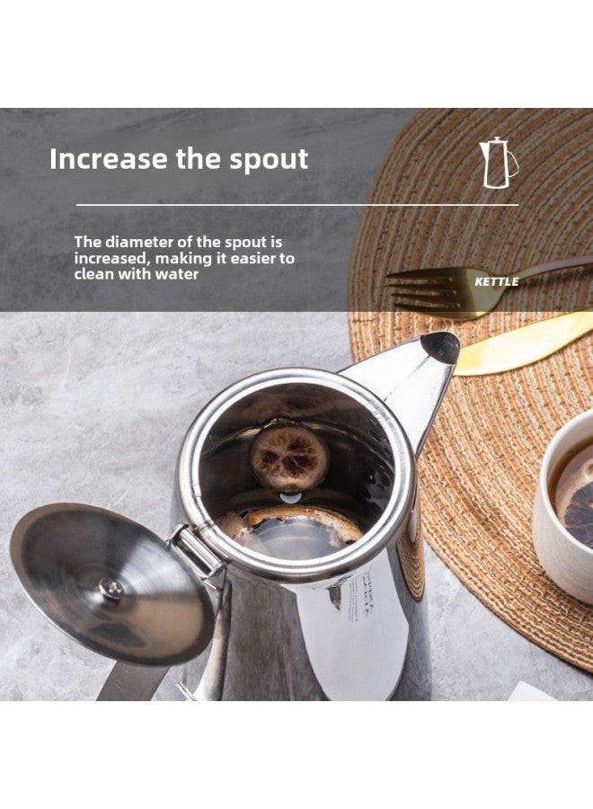 Thickened Stainless Steel Teapot Cold Kettle Hotel Cold Kettle Large Capacity Soup Kettle Restaurant Stuffy Kettle Hotel Flower Tea Kettle-Color:Golden Short Mouth-Capacity:2.0L ] - Image 3