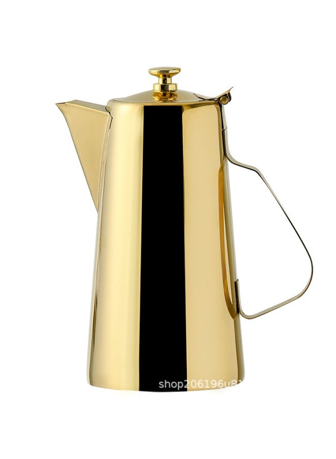 Thickened Stainless Steel Teapot Cold Kettle Hotel Cold Kettle Large Capacity Soup Kettle Restaurant Stuffy Kettle Hotel Flower Tea Kettle-Color:Golden Short Mouth-Capacity:2.0L ] - Image 1