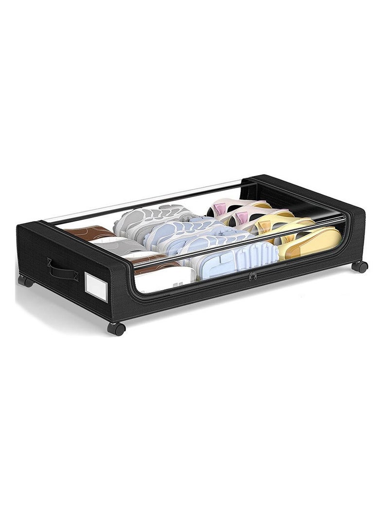Arabest Under Bed Storage with Wheels, 2 Pack Under Bed Storage Containers, Large Under Bed Rolling Storage with Clear Window & Label, Bedroom Storage Organizer for Clothes, Shoes,Toys, Books, Blankets  - Image 1