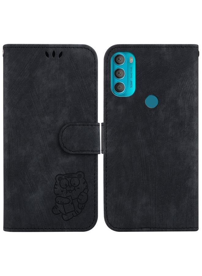 اس-توب جراب لهاتف موتورولا موتو جي 71 5G، جراب هاتف جلدي منقوش عليه نمر صغير - Image 1