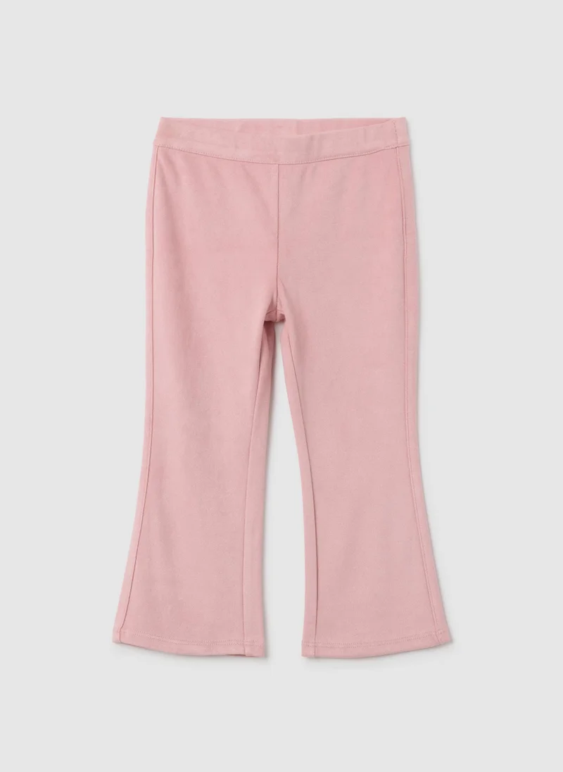 او في اس GIRLS' PINK FLARE FABRIC TROUSERS