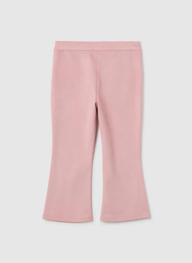 او في اس GIRLS' PINK FLARE FABRIC TROUSERS