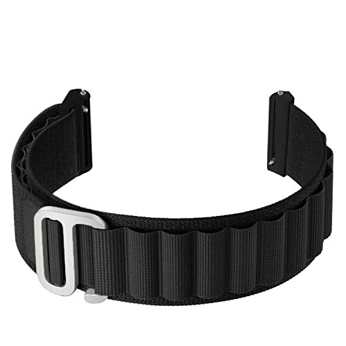 ACM Watch Strap Nylon Loop 22mm Compatible with Amazfit GTR 2 New Version Smartwatch Sports Hook Band Black - Image 3