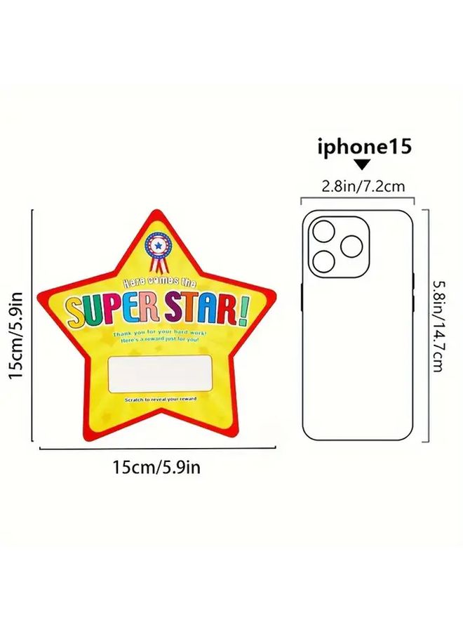 Yellow 50 Scratch Off Star Reward Cards DIY Wish Greeting Cards With Envelope - Image 2