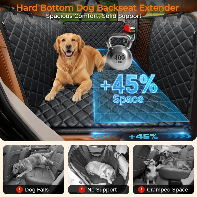 URPOWER Hard Bottom Dog Car Seat Cover for Pets 100% Waterproof Seat Cover Hammock 600D Heavy Duty Scratch Proof Nonslip Durable Soft Back Seat Covers for Cars Trucks and SUVs - Image 2